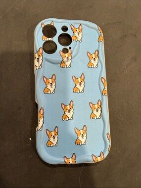 Light Blue Corgi Pattern iPhone 16 Pro Max case
